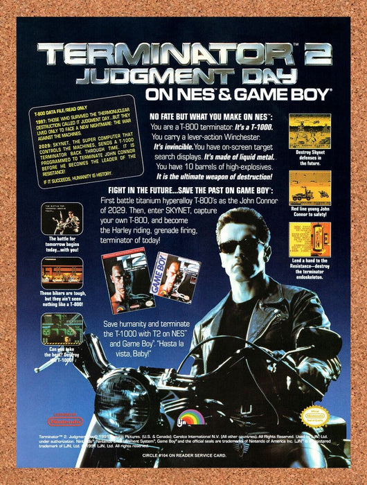 1992 T2 Terminator NES Original Ad v5 - for just $17.99! 