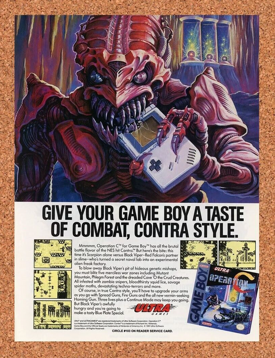 1993 Operation C Contra Game Boy Original Ad - for just $17.99! 