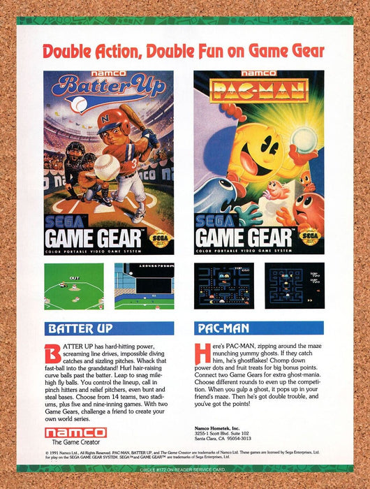 1992 Namco Game Gear Games Original Ad v1 - for just $17.99! 
