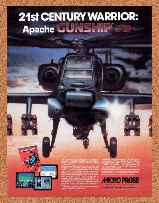 1986 Gunship The Attack Helicopter Simulation PC Original Ad - for just $17.99! 