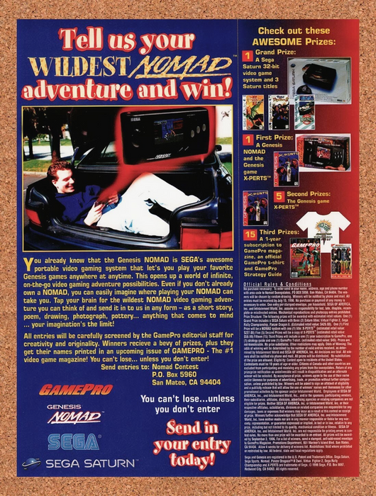 1996 Sega Nomad Wildest Adventure Contest Original Ad v2 - for just $17.99! 