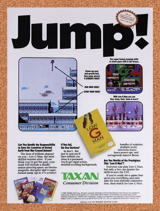 1990 Low G Man NES Original Ad v1 - for just $15.29! 