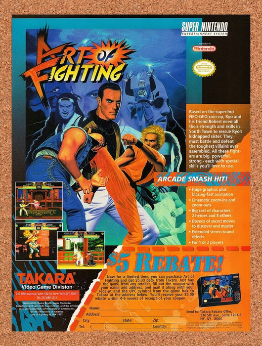 1994 Art Of Fighting Rebate Original Ad v3 - for just $15.29! 