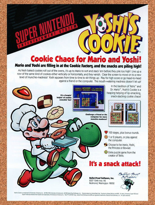 1993 Yoshis Cookie NES Original Ad v1 - for just $16.64! 