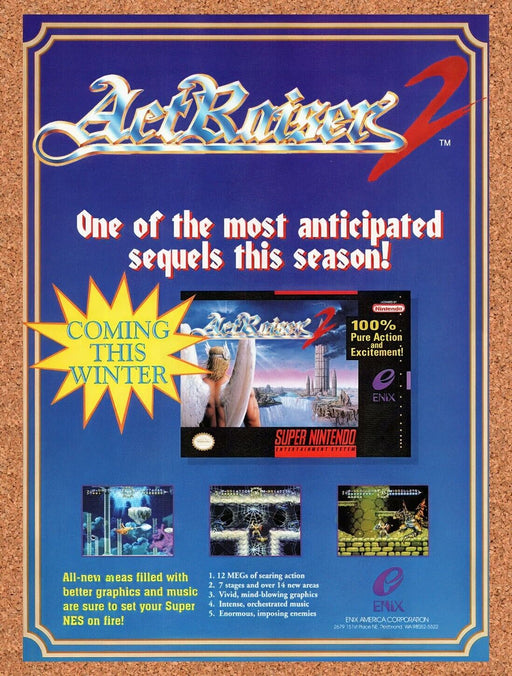 1993 ActRaiser 2 SNES Original Ad v2 - for just $15.29! 