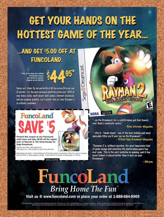 2000 FuncoLand Original Rayman 2 Ad - for just $17.99! 