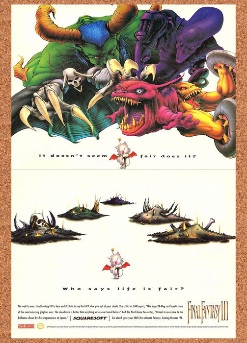 1994 Final Fantasy III SNES Original Ad - for just $21.49! 