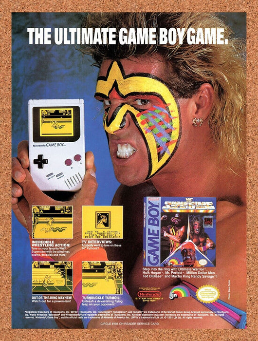 1991 WWF Superstars Game Boy Original Ad v1 - for just $18.49! 