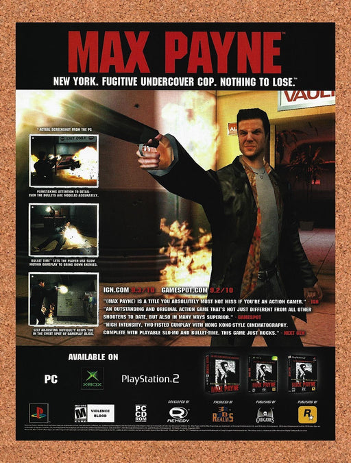 2002 Max Payne Xbox Original Ad v6 - for just $19.49! 