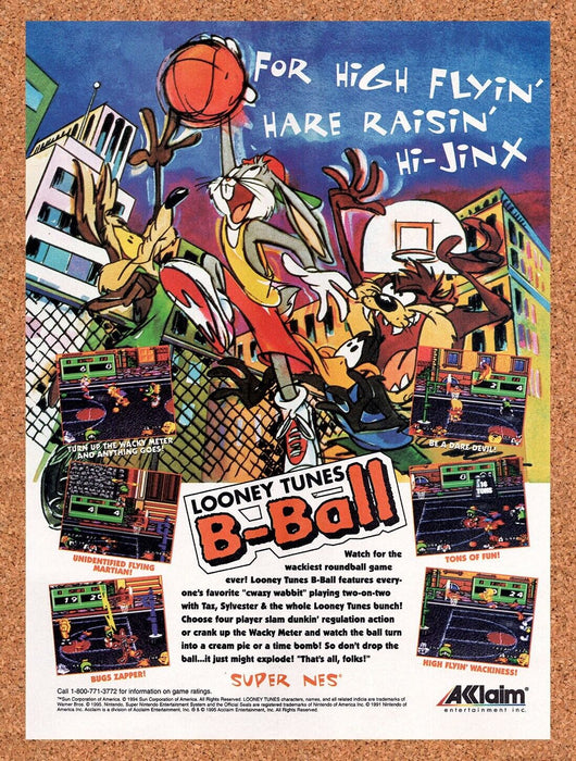 1995 Looney Tunes B-Ball SNES Original Ad v1 - for just $17.99! 