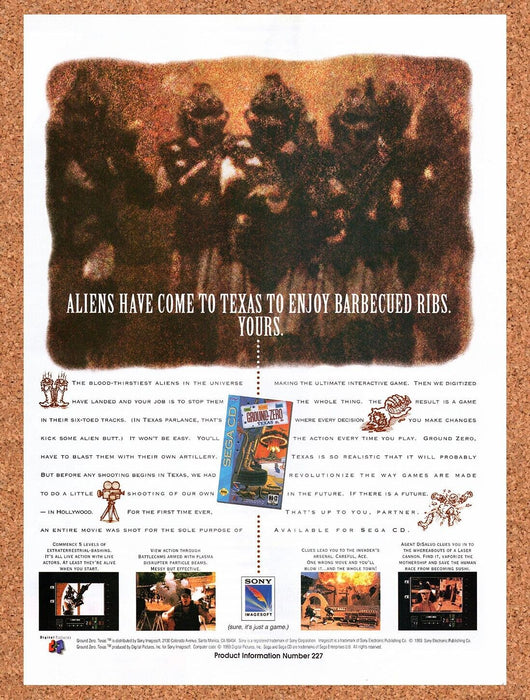 1994 Ground Zero Texas Sega CD Original Ad v1 - for just $17.99! 