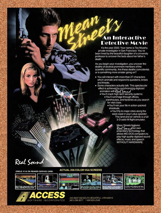 1990 Mean Streets MS-DOS Original Ad v2 - for just $17.99! 