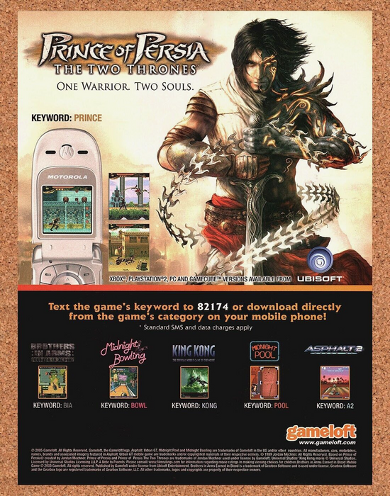 2006 Prince Of Persia Two Thrones Mobile Original GameLoft Ad - for just $17.99! 
