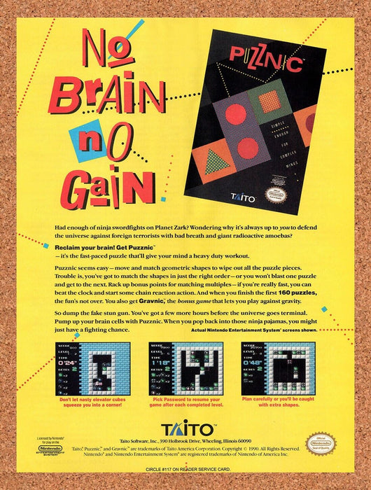 1991 Puzznic NES Original Ad v1 - for just $17.99! 