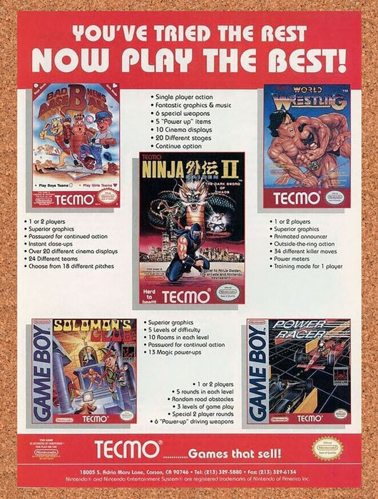 1990 Tecmo Ninja Gaiden II NES Original Ad - for just $17.99! 