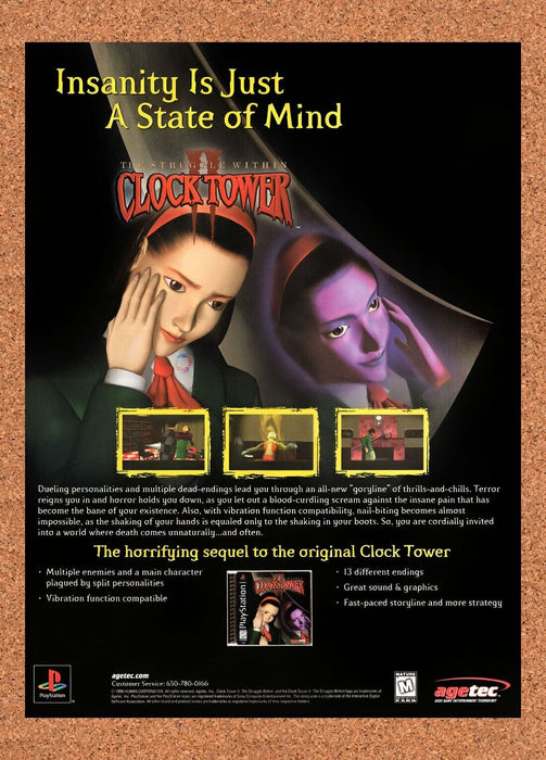 1999 Clock Tower II The Struggle Within PS1 Original Ad v1 - for just $18.99! 