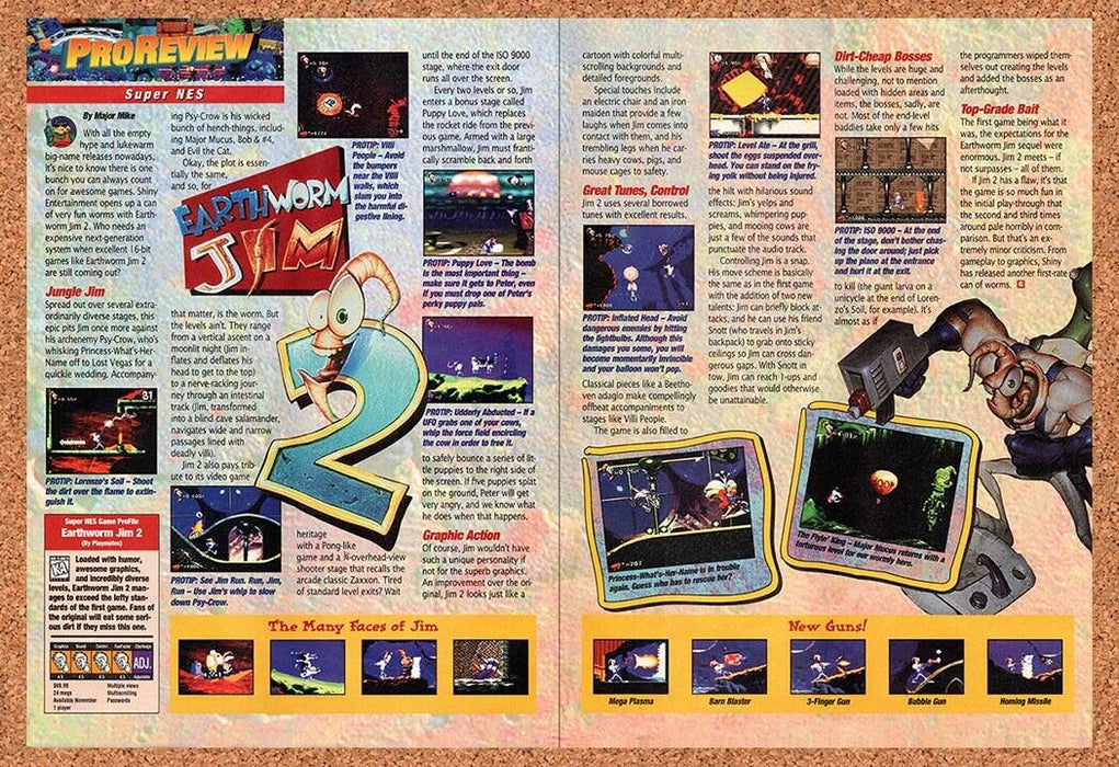 1995 Earthworm Jim 2 SNES Original Ad v2 - for just $21.49! 