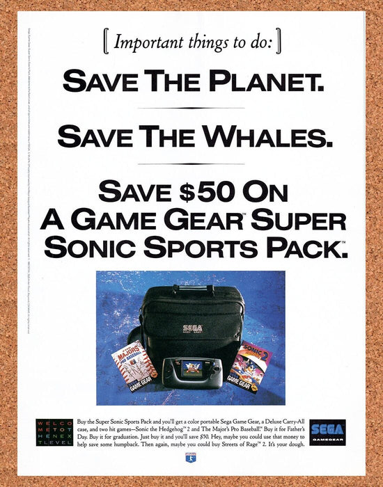 1993 Sega Game Gear Super Sonic Pack Original Ad v1 - for just $17.99! 
