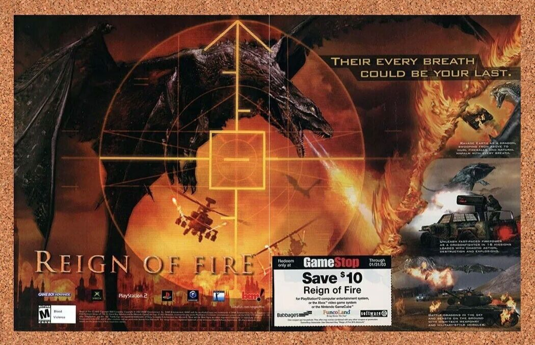 2002 Reign Of Fire PS2 GameStop Rebate Original Ad v5 - for just $21.49! 