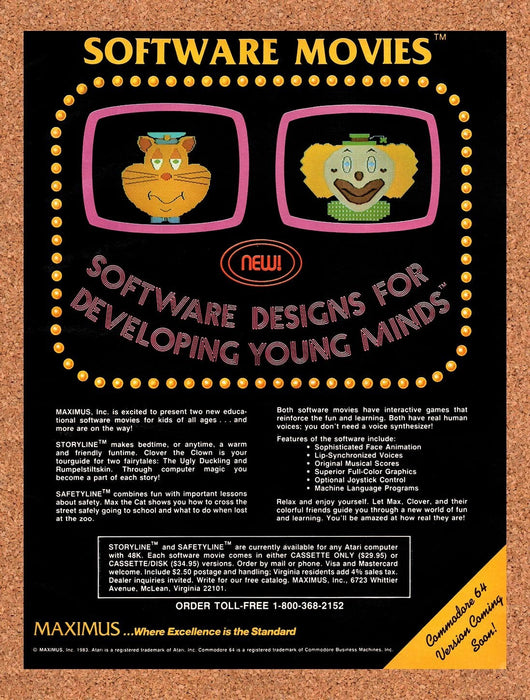1983 Maximus Educational Software Movies Original Ad v1 - for just $17.99! 