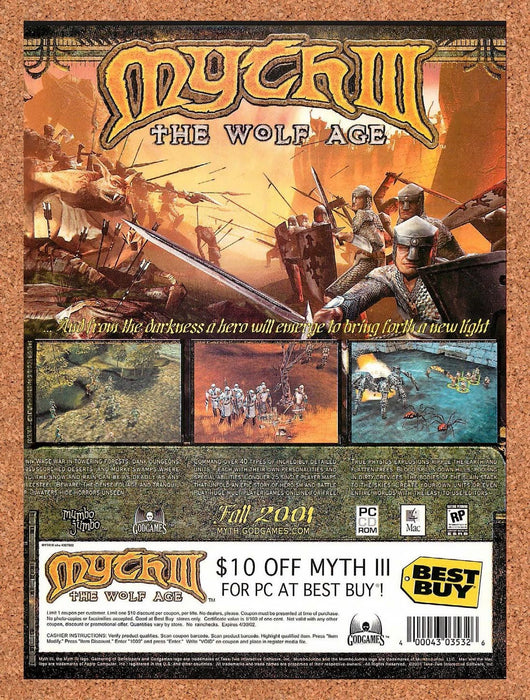 2001 Myth III The Wolf Age PC Original Advertisement v2 - for just $19.49! 