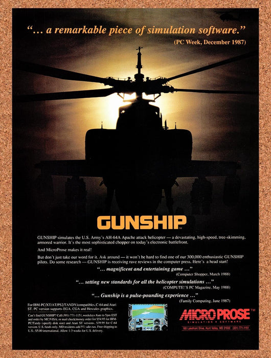 1988 Gunship The Attack Helicopter Simulation Tandy Original Ad v3 - for just $17.99! 