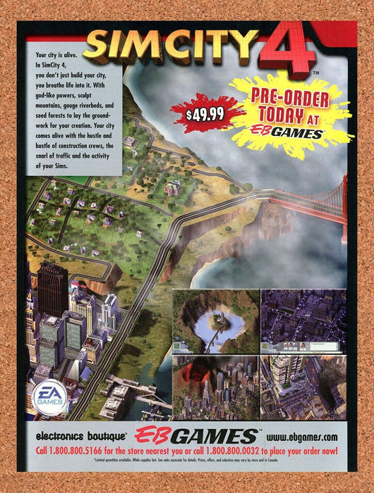 2004 Sim City 4 PC Original EB Games Ad v2 - for just $17.99! 