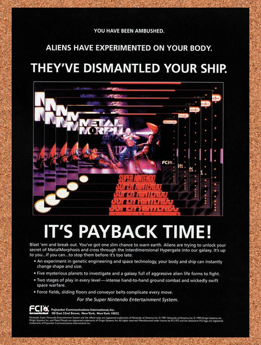 1995 Metal Morph SNES Original Ad v2 - for just $17.99! 