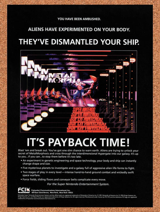 1995 Metal Morph SNES Original Ad v2 - for just $17.99! 
