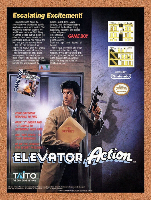 1992 Elevator Action Game Boy Original Ad v1 - for just $17.99! 