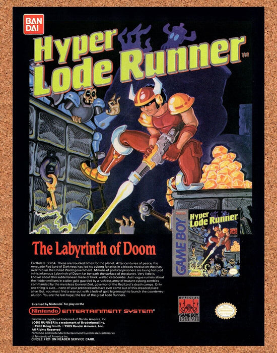 1990 Hyper Lode Runner Game Boy Original Ad v3 - for just $17.99! 