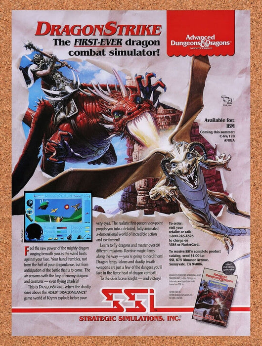 1990 Advanced Dungeons & Dragons DragonStrike Amiga Original Ad v1 - for just $15.29! 