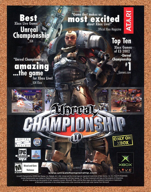 2003 Unreal Championship Xbox Original Ad - for just $17.99! 