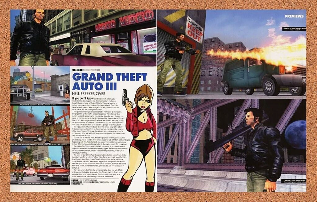 2005 Grand Theft Auto III Xbox Original Review Ad - for just $21.49! 