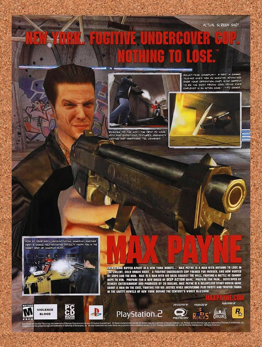2001 Max Payne PS2 Original Ad v9 - for just $15.55! 