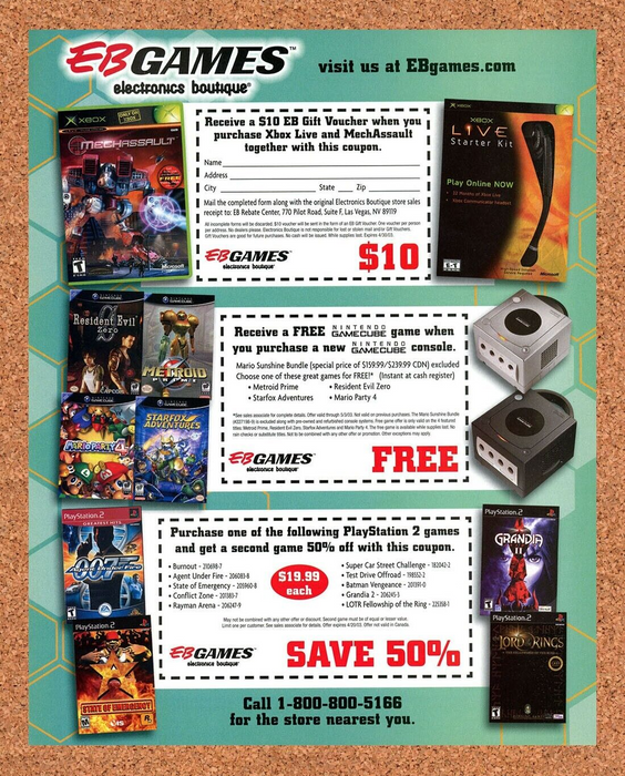 2003 EB Games Xbox Original Nintendo Rebate Ad v3 - for just $17.99! 