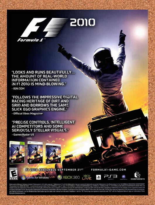 2011 F1 2011 Xbox 360 Original Ad v1 - for just $17.99! 