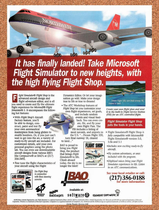 1995 Flight Simulator Flight Shop PC Original Advertisement v1 - for just $19.49! 