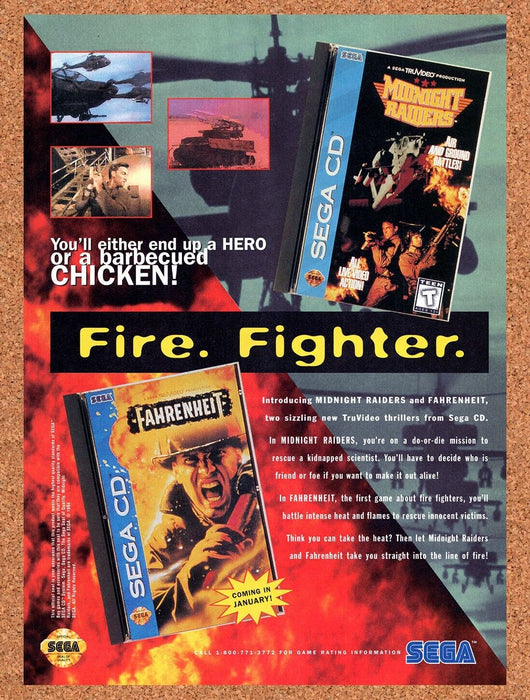 1995 Fahrenheit Sega CD Original Ad v1 - for just $17.99! 