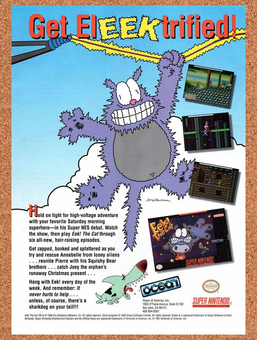 1994 Eek The Cat SNES Original Ad v1 - for just $17.99! 