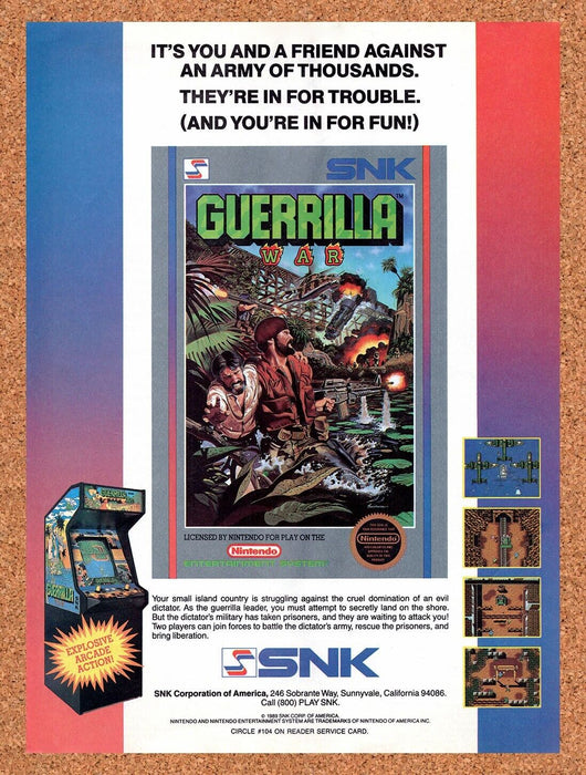 1989 Guerrilla War NES Original Ad v1 - for just $17.99! 