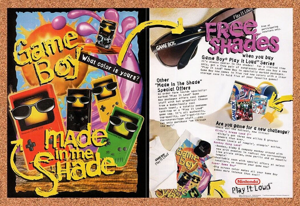 1995 Game Boy Color Free Shades With Purchase Original Ad v2 - for just $21.99! 