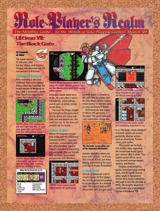1995 Ultima VII The Black Gate SNES Original Ad v1 - for just $17.99! 
