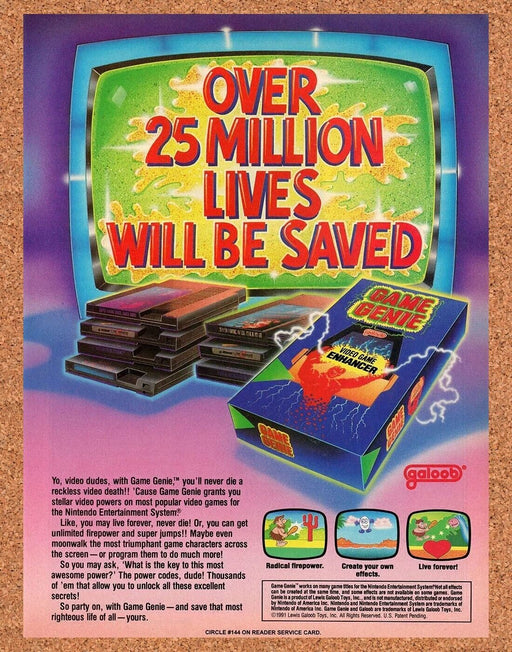 1992 Game Genie NES Original Nintendo Ad v1 - for just $17.99! 