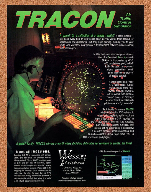 1988 Tracon Air Traffic Control Simulator IBM PC Original Ad - for just $17.99! 