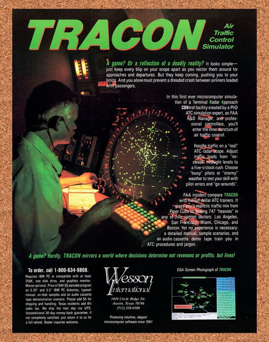 1988 Tracon Air Traffic Control Simulator IBM PC Original Ad - for just $17.99! 