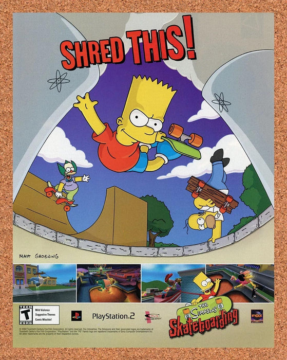 2002 Simpson's Skateboarding PS2 Original Ad v1 - for just $19.49! 
