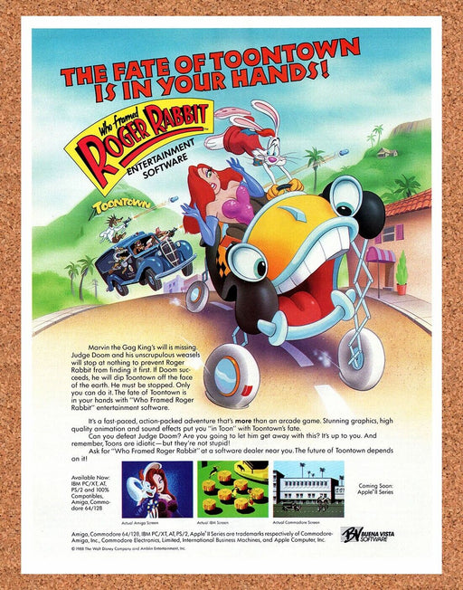 1990 Who Framed Roger Rabbit? Amiga Original Ad v1 - for just $19.49! 