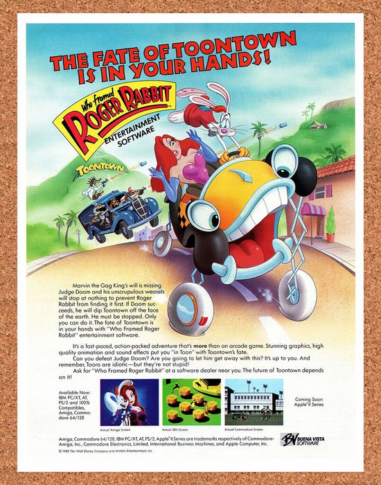 1990 Who Framed Roger Rabbit? Amiga Original Ad - for just $19.49! 