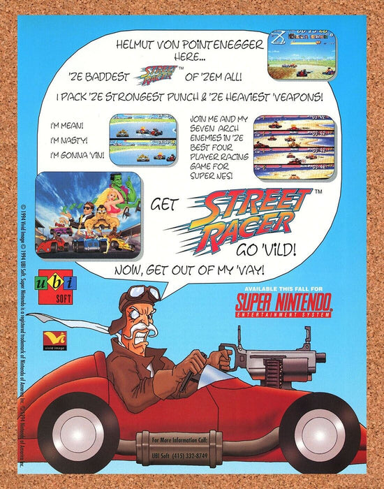 1994 Street Racer SNES Original Ad - for just $17.99! 